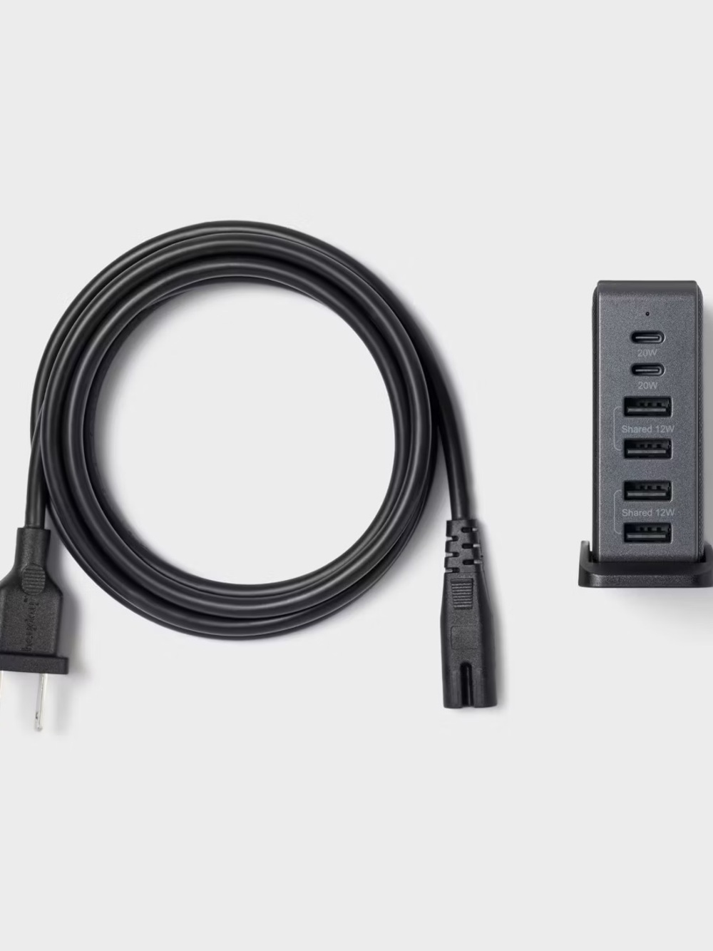 heyday Gray Multi-Port USB Charging Hub with USB-C
